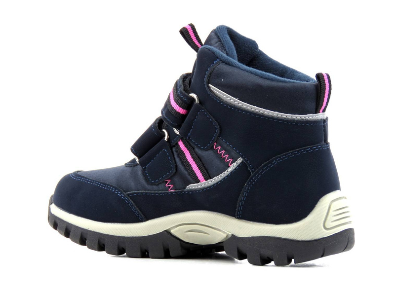 Śniegowce, trzewiki dziecięce zimowe na rzepy - WOJTYŁKO 4Z21037G Softshell, granatowe