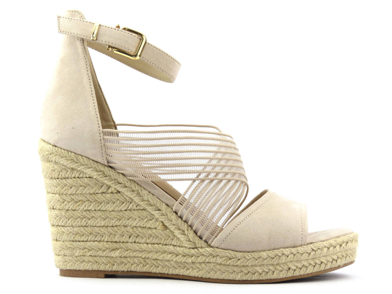 Sandały damskie z modnie zdobioną cholewką - TAMARIS 28350, beżowe