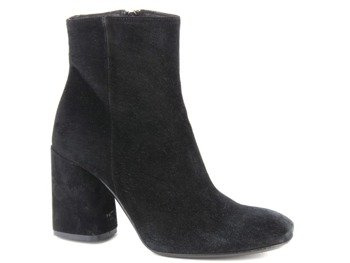 Zamszowe botki damskie z kwadratowym noskiem - Venezia 950-B822, czarne