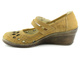 Ażurowe półbuty damskie na koturnie - Helios Komfort 678-2, jasnobrązowe