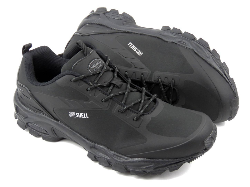 Trekkingi męskie z tkaniną Soft Shell - AMERICAN CLUB HL 16/21, czarne
