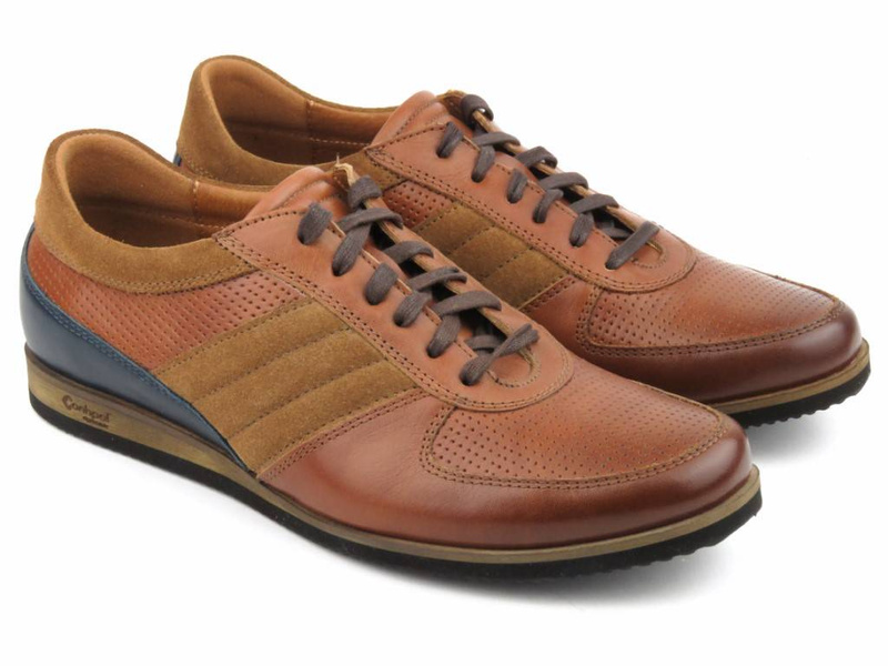 Skórzane półbuty męskie codzienne - CONHPOL 2539S, brązowe