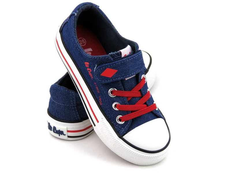 Trampki dziecięce na rzep - LEE COOPER 22-44-0801K, jeans