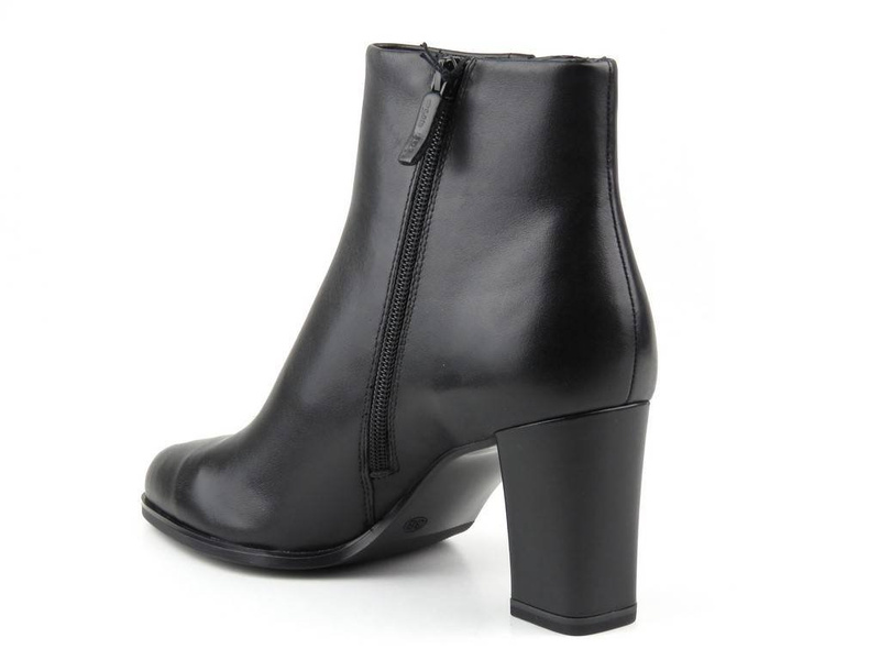 Skórzane botki damskie na słupku - Tamaris 25324, czarne
