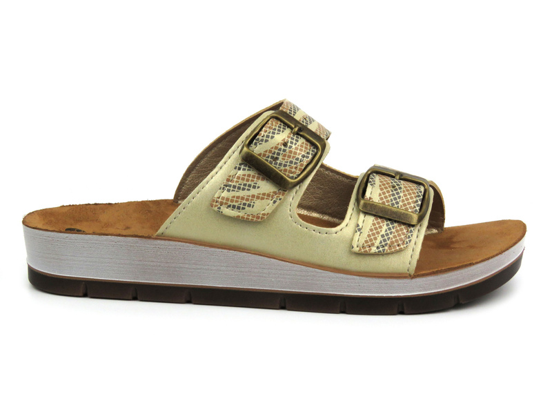 Klapki damskie z klamrami - INBLU CP-45, złote