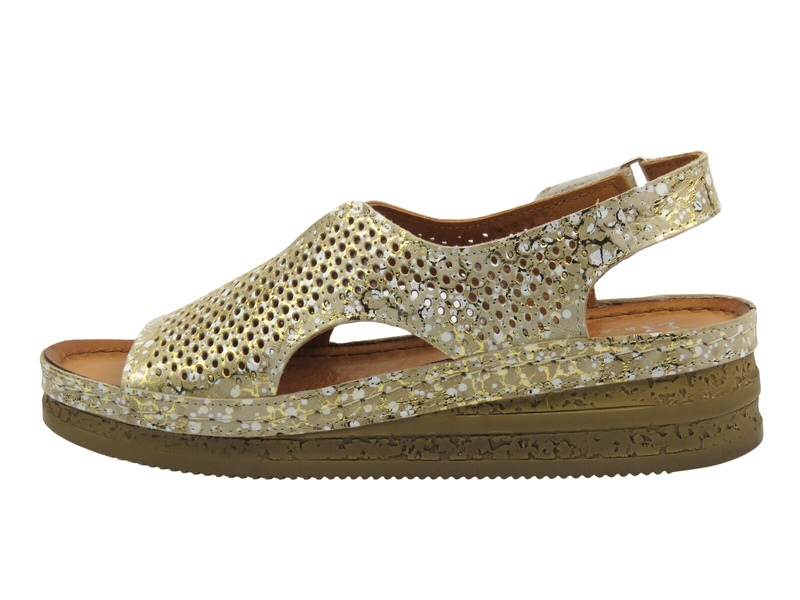Skórzane sandały damskie ażurowe złote Maciejka L4494-25/00-1