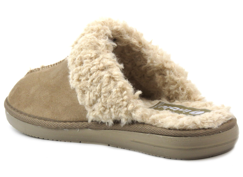 Miękkie kapcie damskie z futerkiem - INBLU EK-10, beżowe
