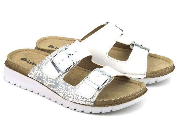 Klapki damskie z klamrami - INBLU CN-33, białe