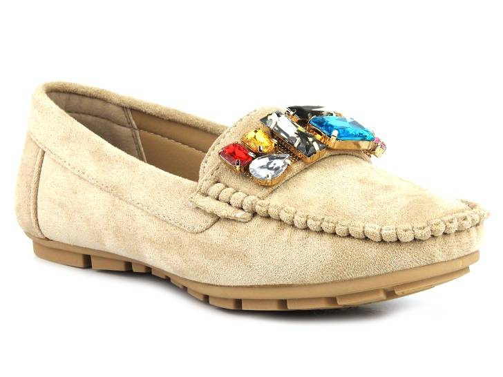 Mokasyny damskie ze skórzaną wkładką - Evento 23PB26-2200, beżowe