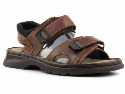 Sandały męskie zapinane na rzep - HELIOS 603, brązowe II