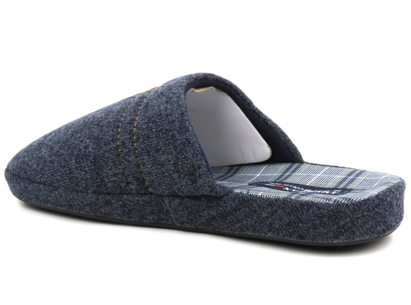 Kapcie męskie z miękkiego materiału - American Club SL01/23, granatowe