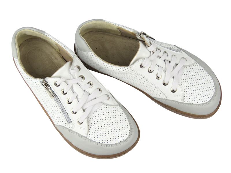 Barefoot skórzane minimalistyczne półbuty damskie Helios Komfort 470, białe 4