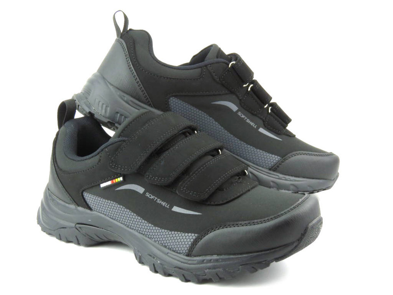 Buty trekkingowe męskie na rzepy - AMERICAN CLUB WT123/23, czarne