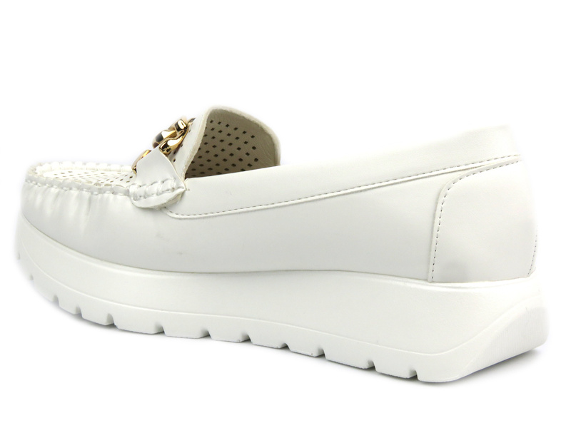 Półbuty damskie na platformie - Potocki 24-21021, białe