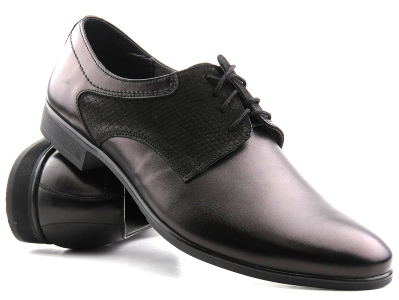 Eleganckie półbuty męskie skórzane - MOSKAŁA 810, czarne F