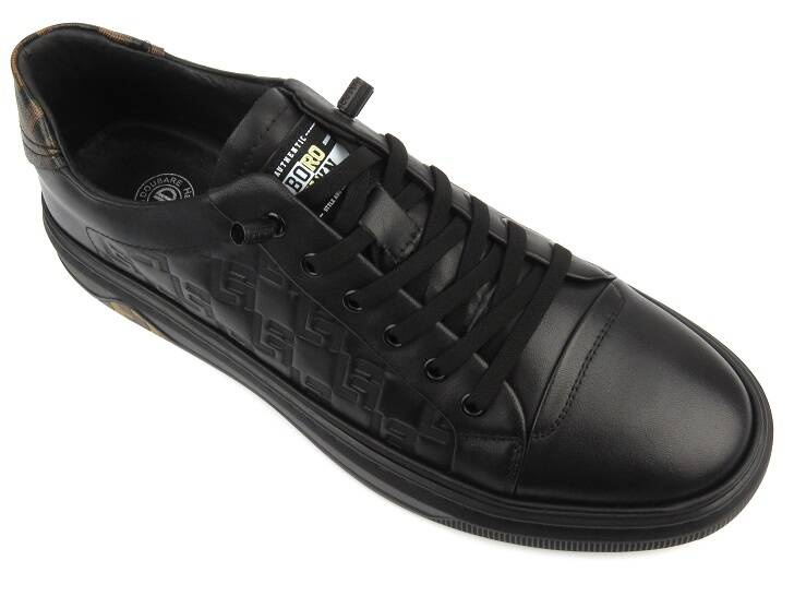 Skórzane sneakersy męskie - JOHN DOUBARE 68F125, czarne