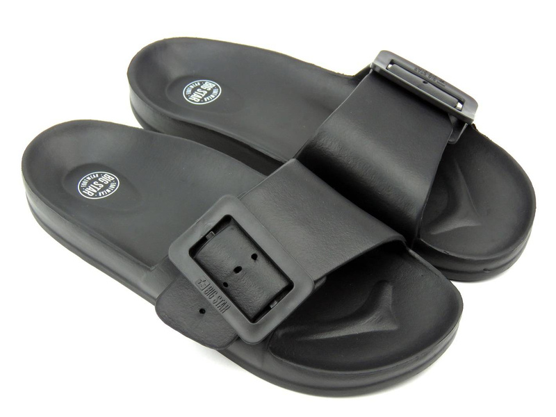 Gumowe klapki damskie z klamrą - Big Star FF274A389, czarne