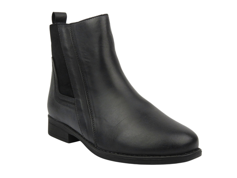 Wygone Botki Damskie Z Miękkiej Skóry American Club CY 98/23 Czarne Na Zamek