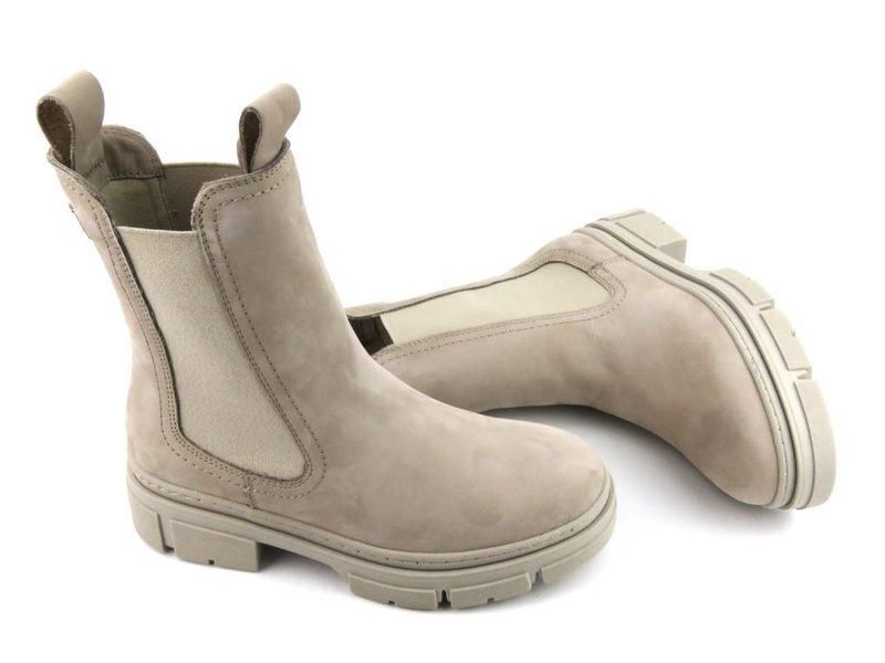 Botki damskie, workery na grubej podeszwie Tamaris 1-25901-41, beżowe