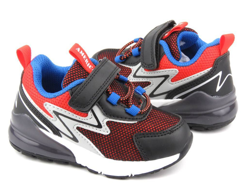 Buty sportowe chłopięce świecące - AMERICAN CLUB ES120/23, czarne