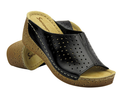 Klapki damskie na koturnie  Sanipur NG-02 czarne