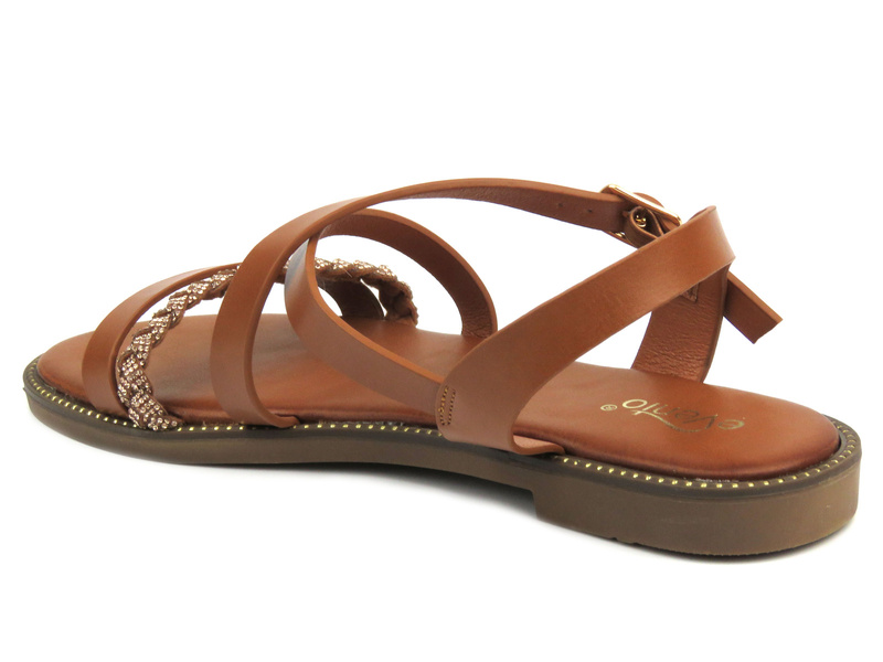 Sandały damskie na płaskiej podeszwie - Evento 24SD97-7301, brązowe