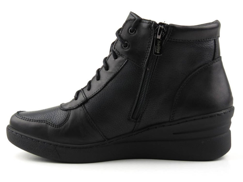 Czarne botki, sneakersy damskie na koturnie - HELIOS Komfort 597