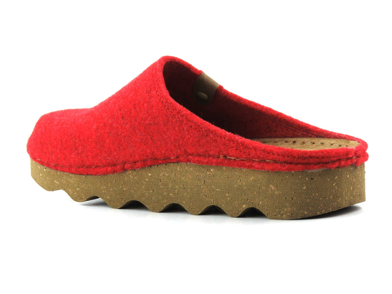 Filcowe kapcie damskie na korkowej podeszwie - Inblu DK-08, czerwone