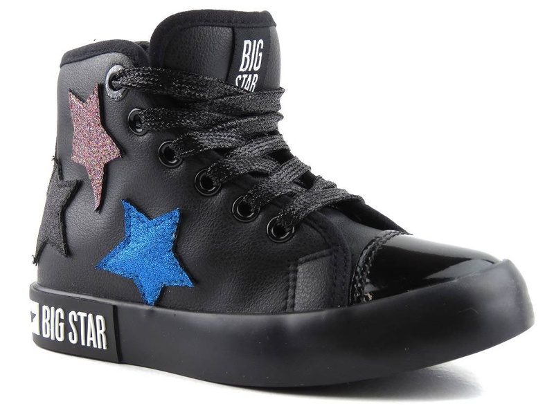 Trampki dziecięce za kostkę - BIG STAR II374028, czarne w gwiazdki