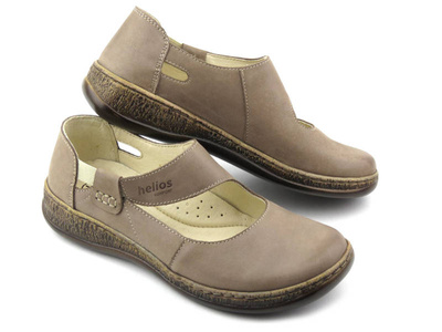 Wygodne półbuty damskie z miękką wkładką - Helios Komfort 655, beżowe