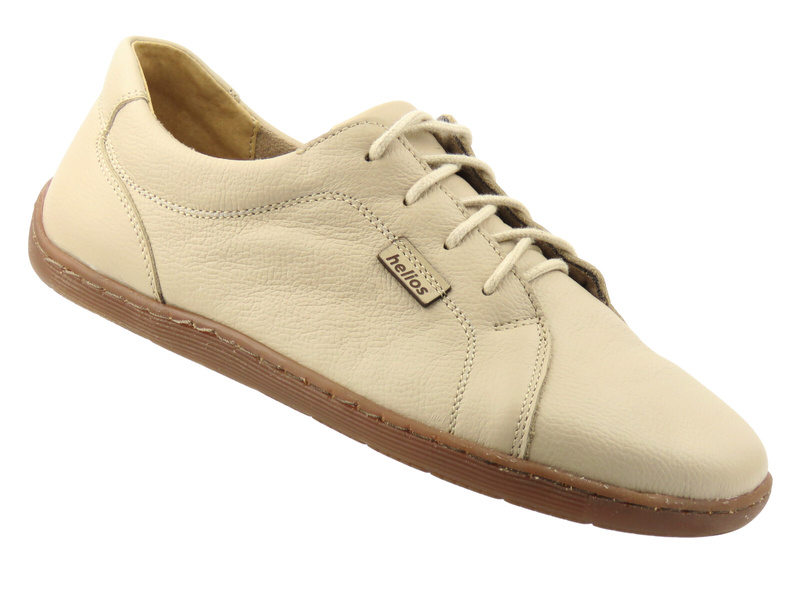 Skórzane minimalistyczne półbuty damskie barefoot Helios Komfort 451, ecru
