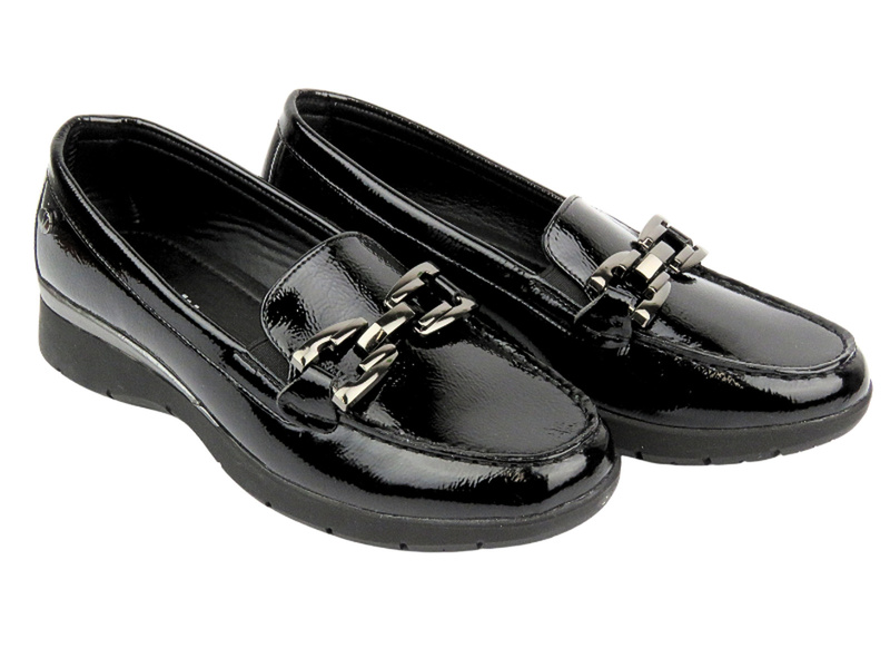 Półbuty Mokasyny Damskie - Inblu IC-21 Czarne - Wsuwane