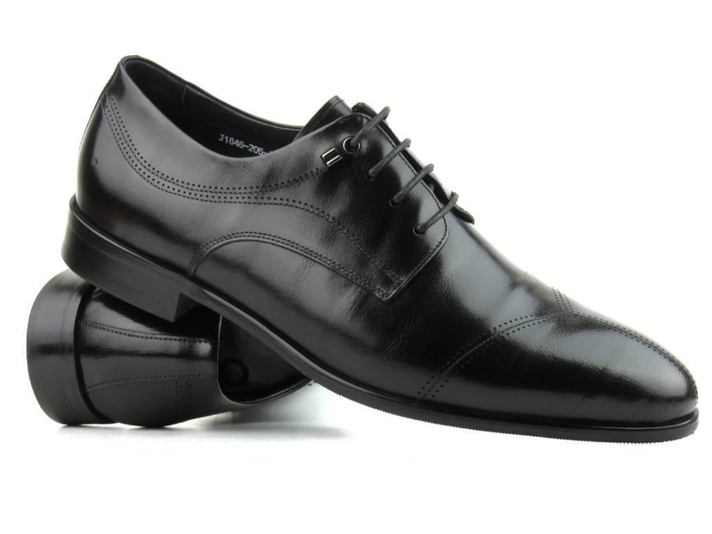 Eleganckie półbuty męskie skórzane - JOHN DOUBARE J1846-206-A33, czarne