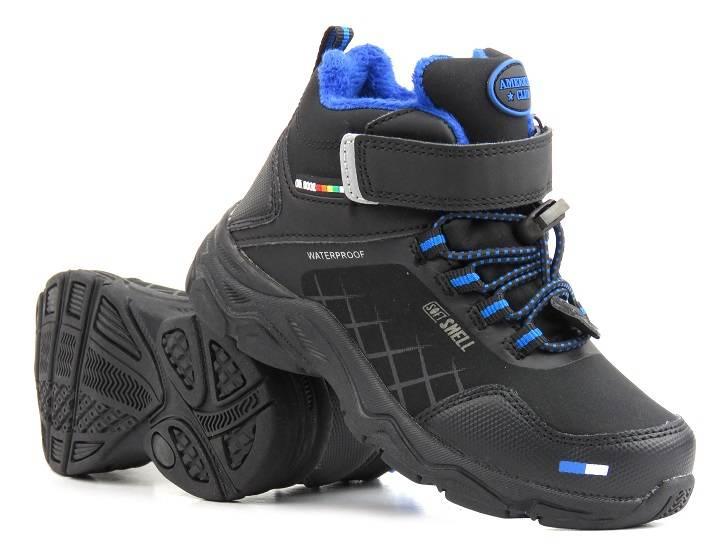 Śniegowce, trapery dziecięce - AMERICAN CLUB HL 28/22, czarne z niebieskim