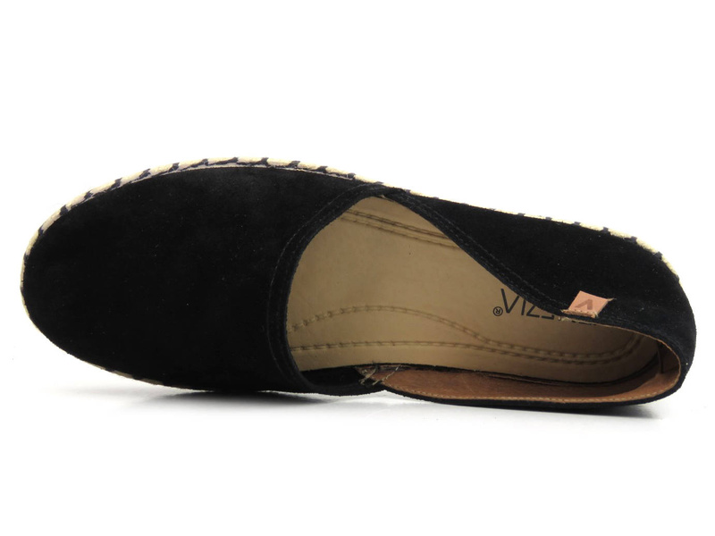 Skórzane espadryle damskie z wyciętą cholewką - VENEZIA 473-22035, czarne