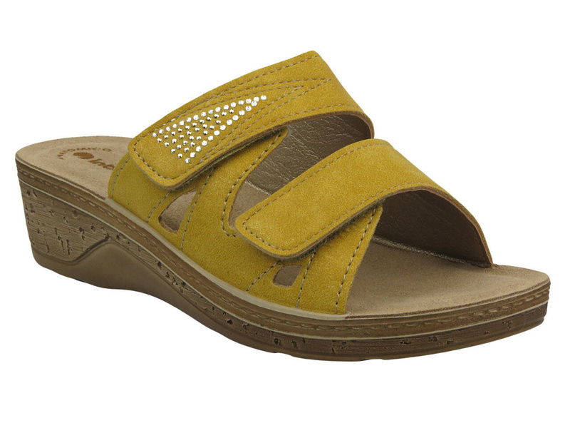 Klapki damskie na koturnie - INBLU PV-04, żółte