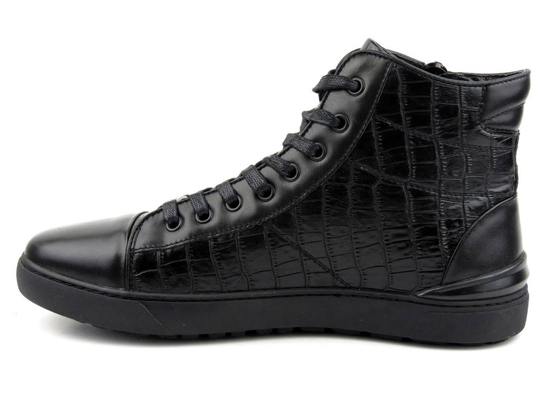 Sneakersy, buty sportowe męskie za kostkę - GOE II1N4009, czarne