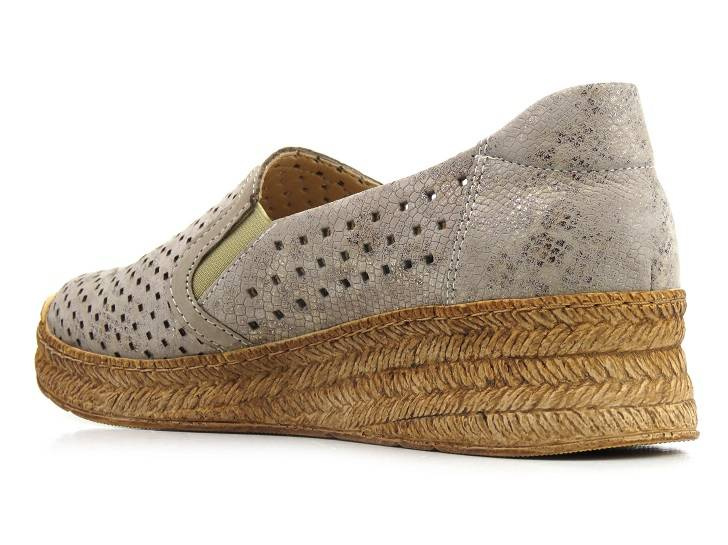 Półbuty damskie na a la plecionej podeszwie - AXEL 1907, beżowe