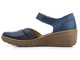Skórzane półbuty damskie z wycięciami - HELIOS Komfort 364, granatowe