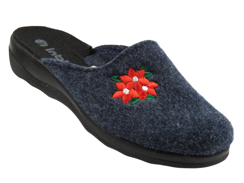 Kapcie, pantofle damskie filcowe - INBLU CA-6H, szaro-niebieskie