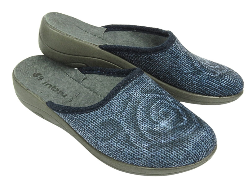 Kapcie Domowe Damskie - Inblu RO-09 Granatowe - Wsuwane 
