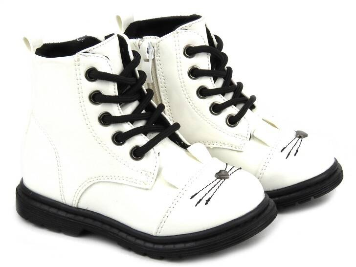 Ciepłe botki, trapery dziecięce - Miss E 21DZ23-4309, białe