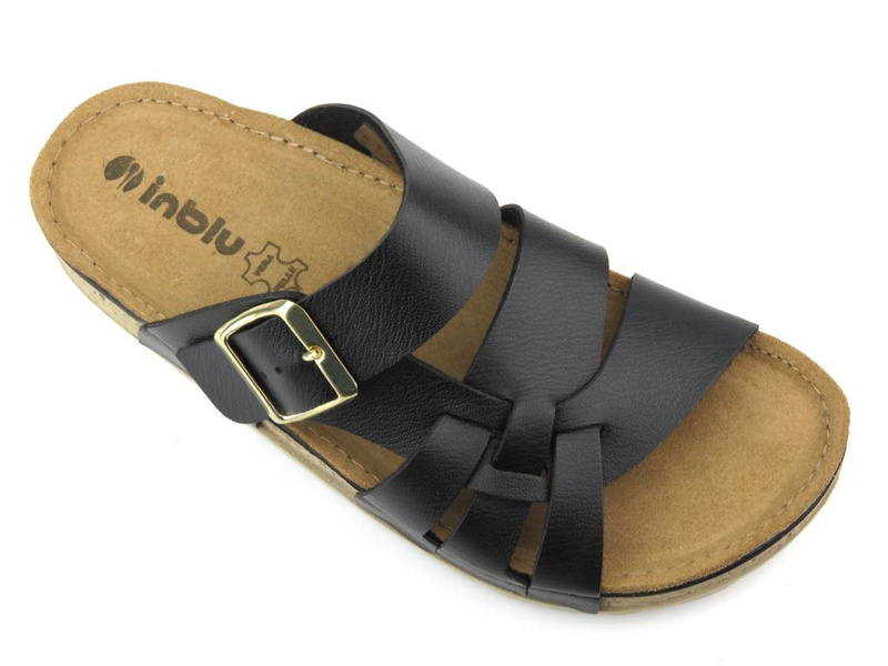 Wygodne klapki damskie z klamrą - Inblu AT-28, czarne