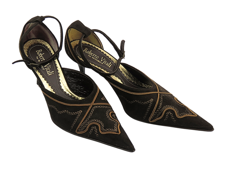 Czółenka na szpilce brązowe Roberto Vitali 449N7