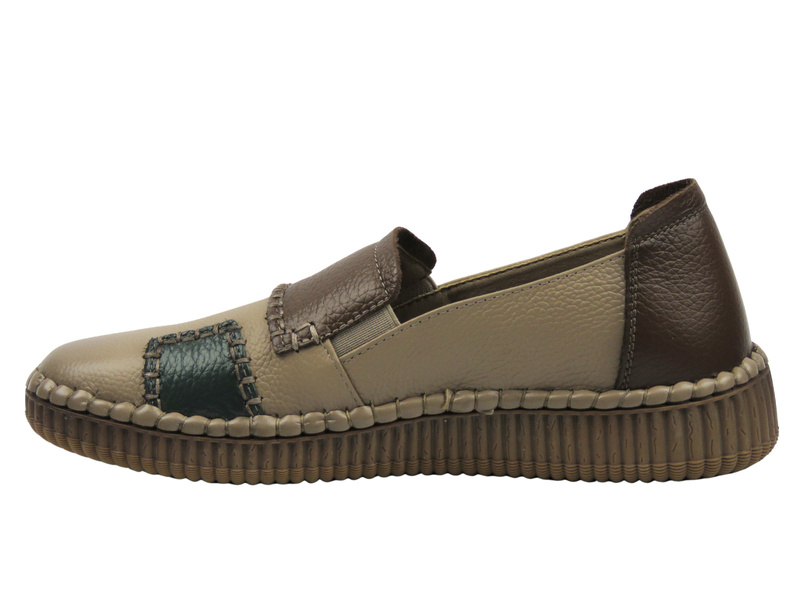 Wsuwane półbuty damskie beżowe Cambell 25-15300