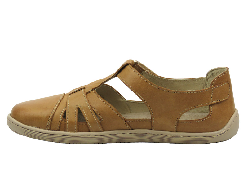 Barefoot skórzane minimalistyczne półbuty damskie jasnobrązowe Helios Komfort 466