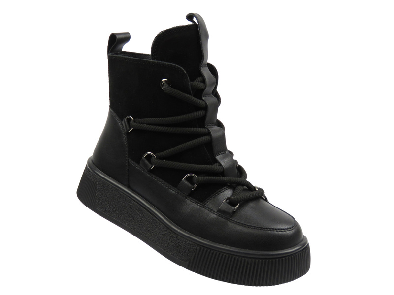 Skórzane botki damskie czarne Cambell 25-52330