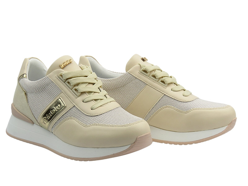 Sneakersy damskie sznurowane beżowe INBLU IN-366