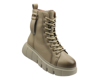 Skórzane botki damskie beżowe Cambell 25-19339