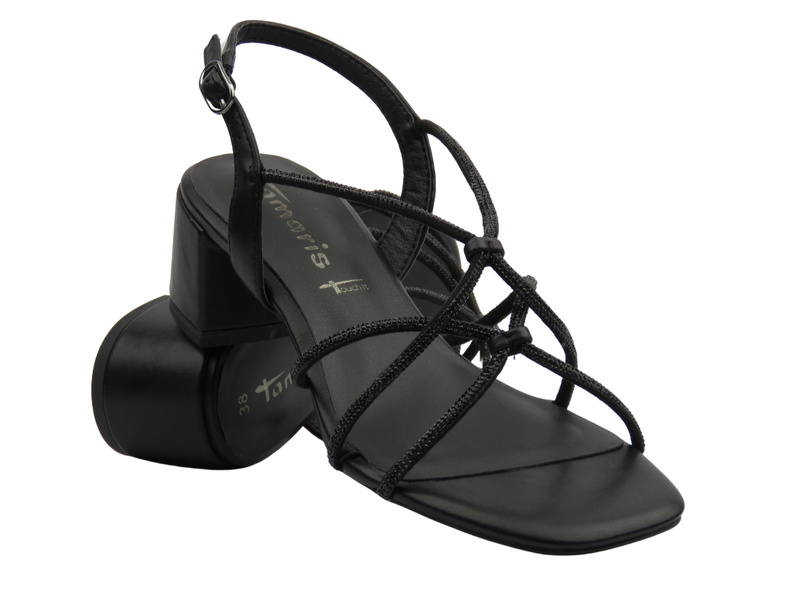 Eleganckie sandały damskie na obcasie czarne Tamaris 1-28236-42